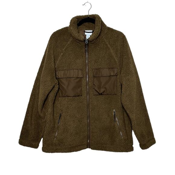 H&M Brown The pile jacket size Medium - Picture 1 of 9